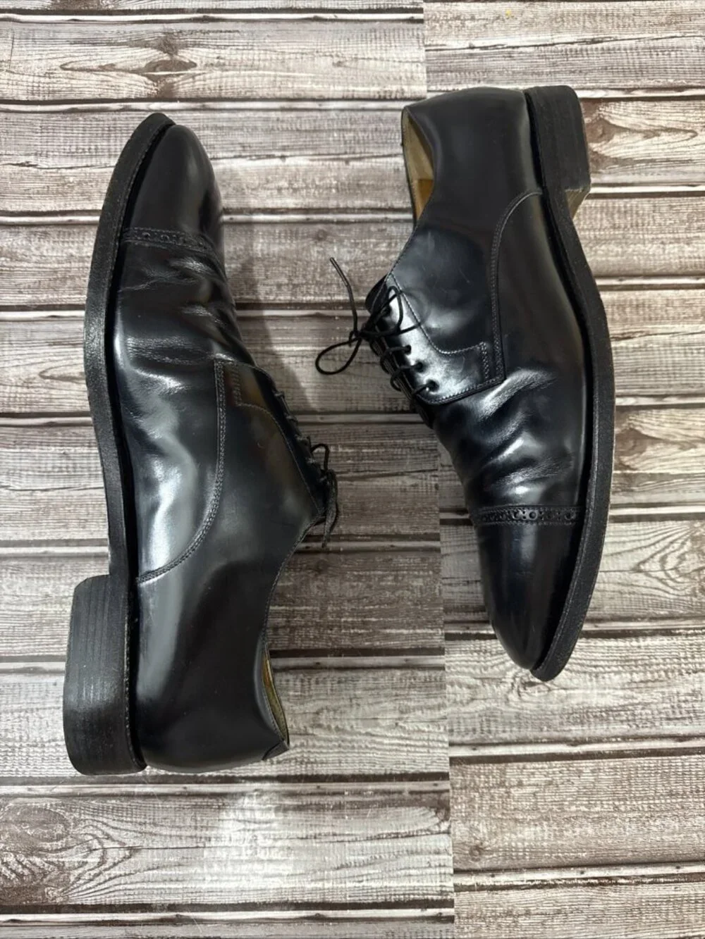 Brooks Brothers Golden Fleece Cap Toe Dress Shoes Sz 11.5 D Black Made in Italy